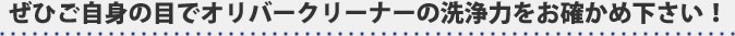 ぜひご自身の目でオリバークリーナーの洗浄力をお確かめ下さい!