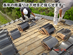 長年の雨漏りは下地まで腐らせます!